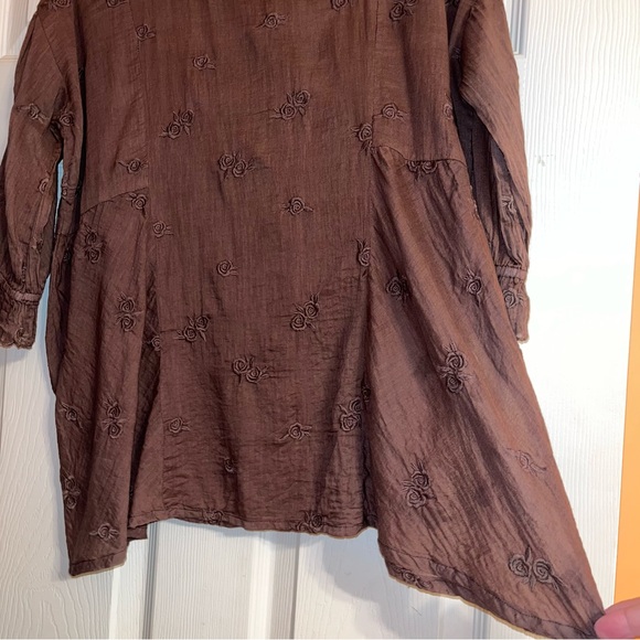 Kyla Seo Cotton Semi Sheer Embroidered Button Down Blouse - Picture 9 of 12